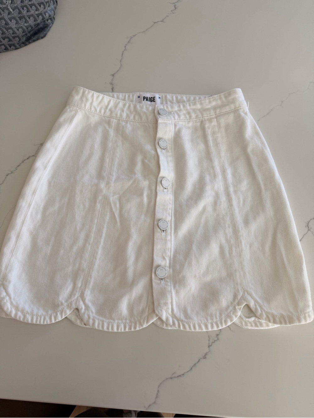 PAIGE White Denim Skirt 25 - Picture 1 of 3